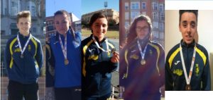 Els medallistes d’or; d’esquerra a dreta Borja Ortega, Neus Sansaloni, Claudia Escrivà, Isabel Bayona i Daniel Ros.