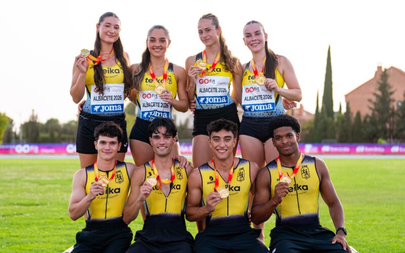 Doblet d’or per al CA Safor Teika en els relleus 4×100 ml del Campionat d’Espanya Júnior