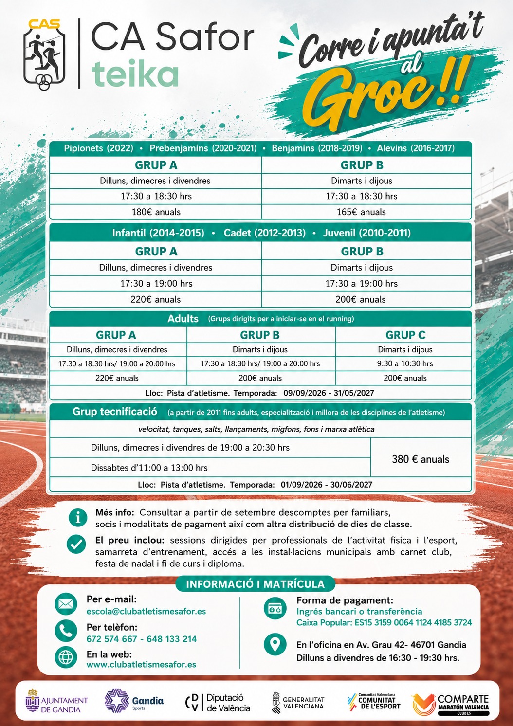 Obert el termini d’inscripció per a l’Escola d’Atletisme 2026/2027!